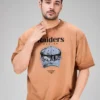 acidwash raider mustard half sleeve t-shirt