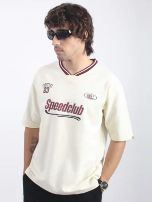 speed club cream half sleeve t-shirt